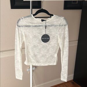 White Fox Boutique Floral Lace Top in White